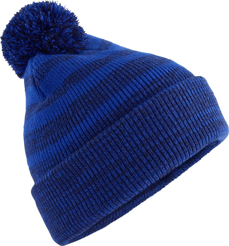Pletena kapa s cofom Team Stripe Beechfield B 476 - Kraljevsko modra