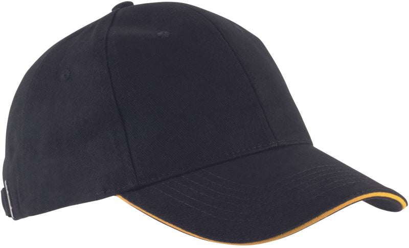 Unisex 6 Panel Sandwich kapa "Orlando" Kariban – black/yellow
