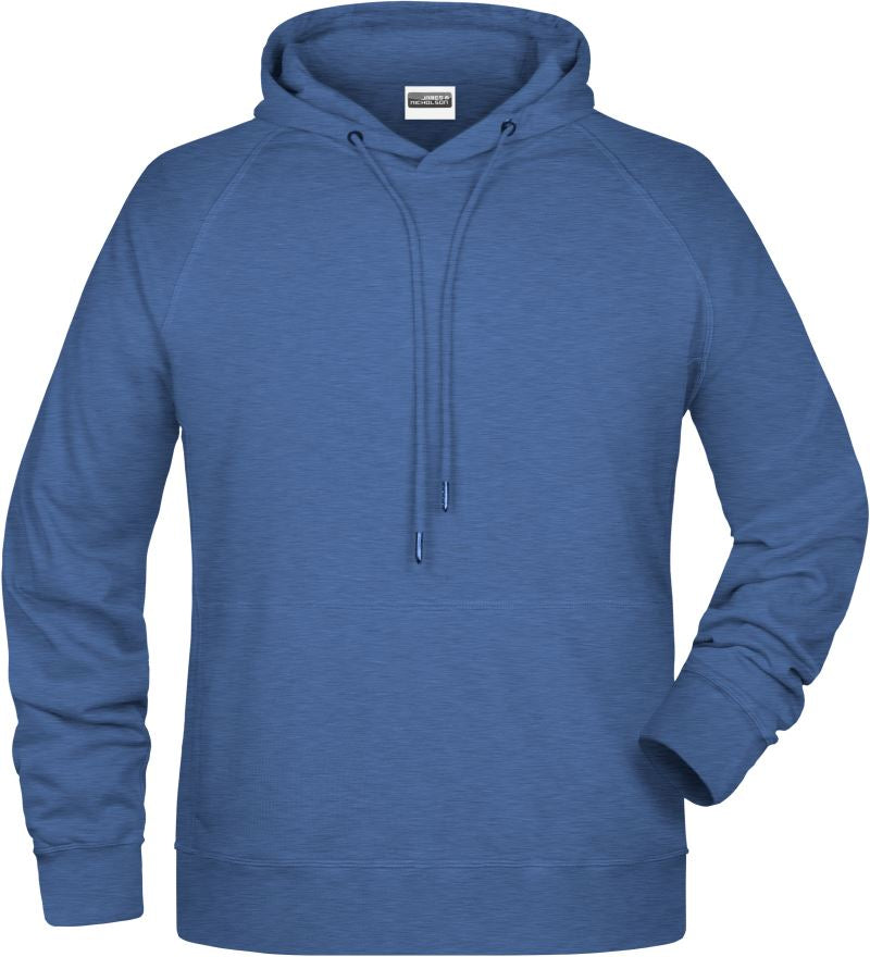 Moški raglan pulover s kapuco James & Nicholson, s sivim dizajnom, primerno za hladno vreme in casual stil.