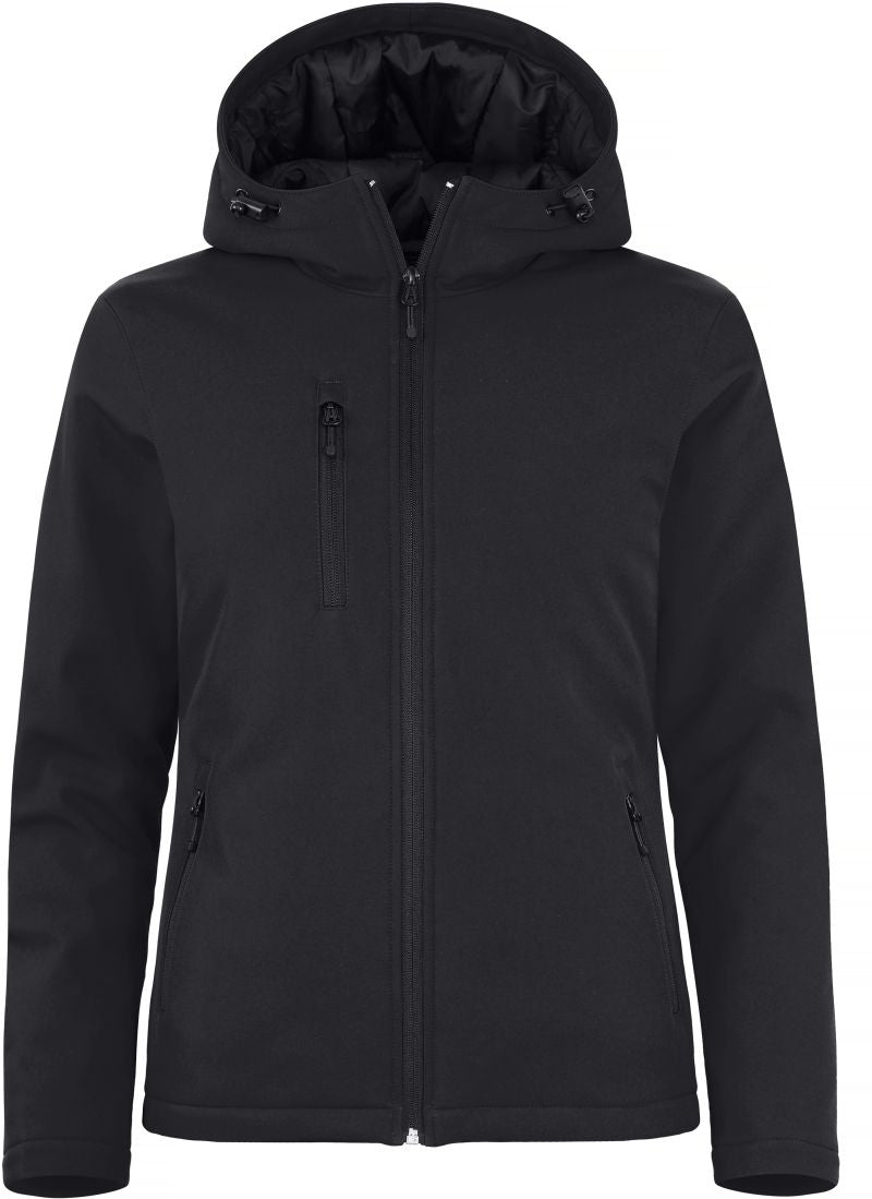 Ženska podložena s kapuco softshell jakna Clique – Črna