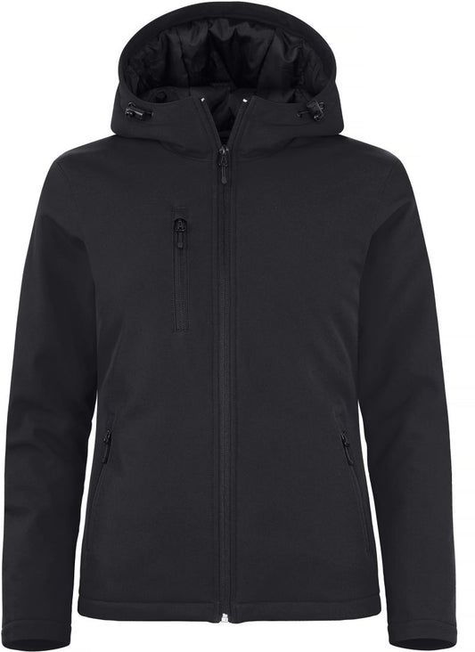 Ženska podložena s kapuco softshell jakna Clique – Črna