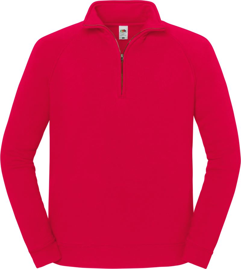 Unisex težji pulover z 1/4 zadrgo Fruit of the Loom – Rdeča