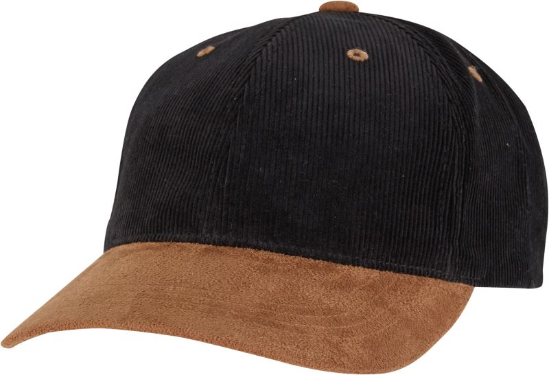 Unisex 6 Panel kapa "Corduroy Suede" Flexfit – black/caramel