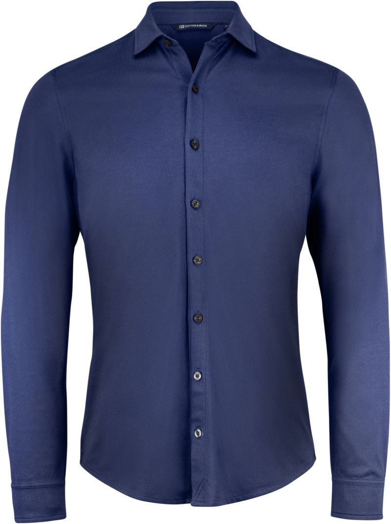 Moški piqué shirt dolgi rokav Cutter & Buck – dark navy