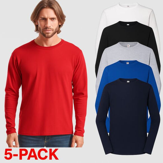Moške Premium Fruit Of The Loom Majice Dolgi Rokav 5Kos - oblekanadom