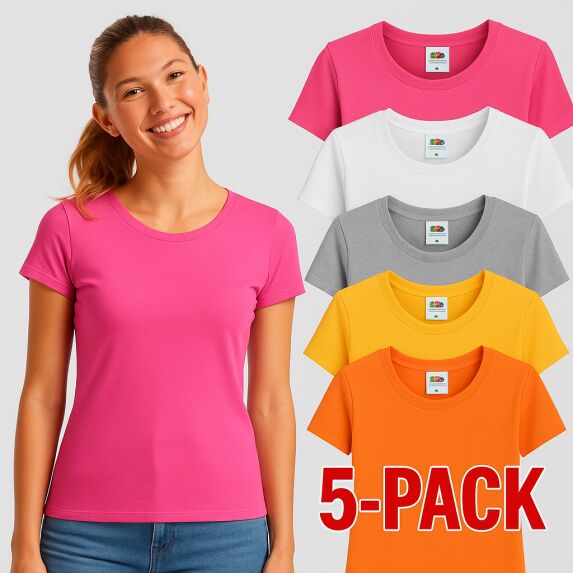 Ženske Fruit Of The Loom Premium Majice Kratek Rokav Iconic 195 5-Pack - oblekanadom