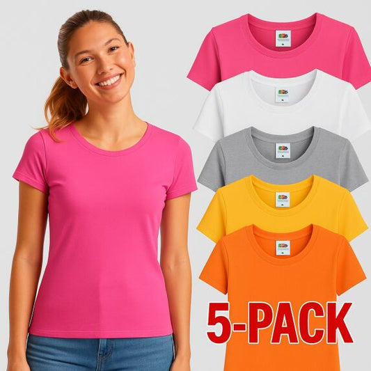 Ženske Fruit Of The Loom Premium Majice Kratek Rokav Iconic 195 5-Pack - oblekanadom