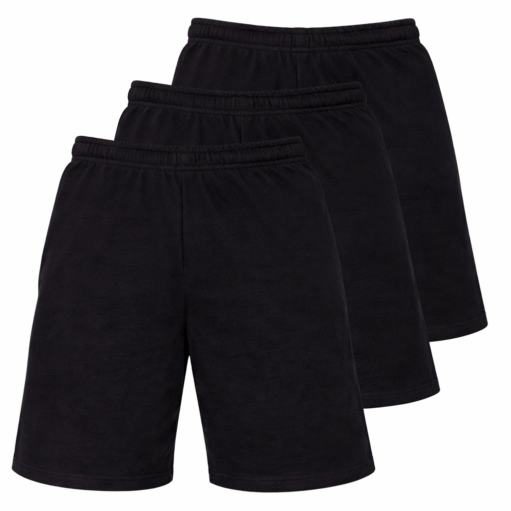Moške premium Fruit of the Loom kratke hlače, komplet 3 kos, udoben in kakovosten tekstil, prikaz vseh treh različnih barv.