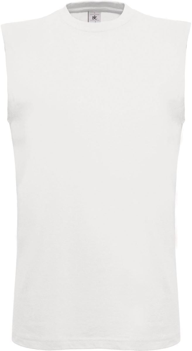 Black men's sleeveless T-shirt from B&C Exact MoveT-Shirts collection, casual fit, lightweight fabric, front view.