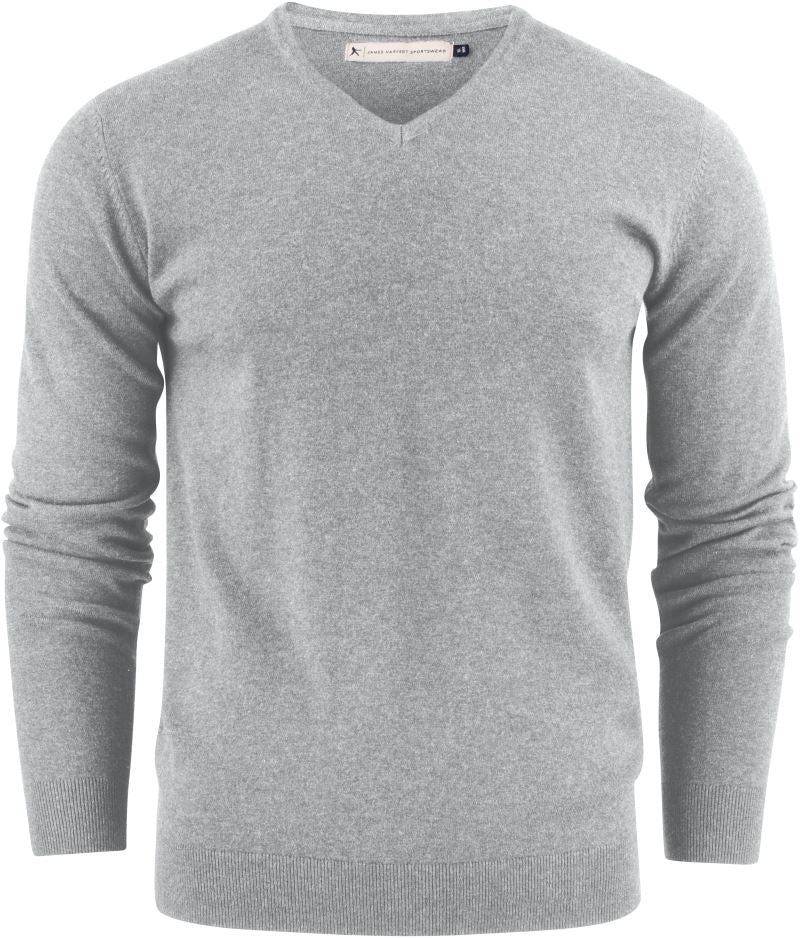 Moška V-izrez Pullover James Harvest – grey melange