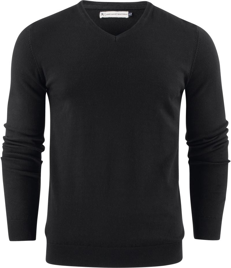 Moška V-izrez Pullover James Harvest – Črna
