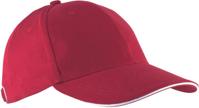 Unisex 6 Panel Sandwich kapa "Orlando" Kariban – red/white