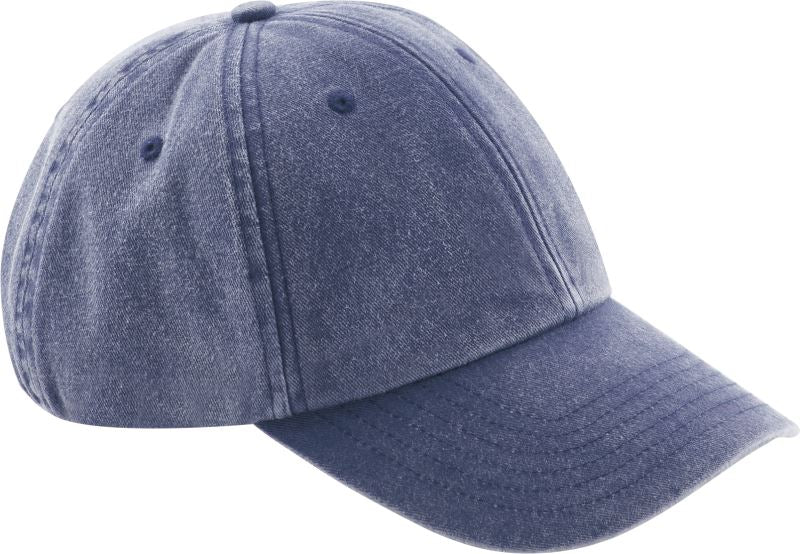 Otroška vintage 6-panelna kapa Beechfield B655B, barva Vintage denim modra