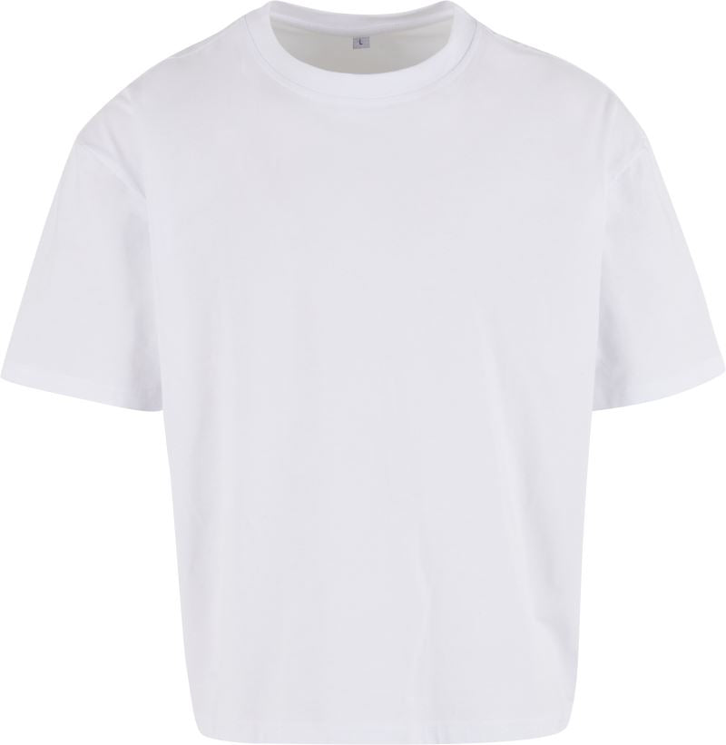 Moška težji majica "Cropped prevelik kroj" Build your Brand – Bela
