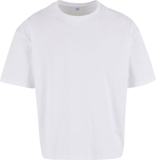 Moška težji majica "Cropped prevelik kroj" Build your Brand – Bela