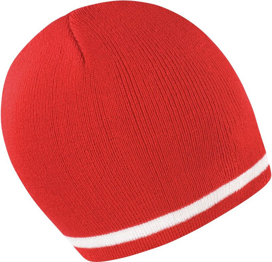 Pletena kapa Result Winter Essentials R368X s kontrastnimi črtami, topla pletenina, pokrivala za zimo, Result Headwear