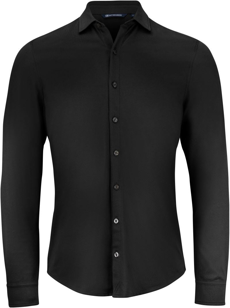 Moški piqué shirt dolgi rokav Cutter & Buck – Črna