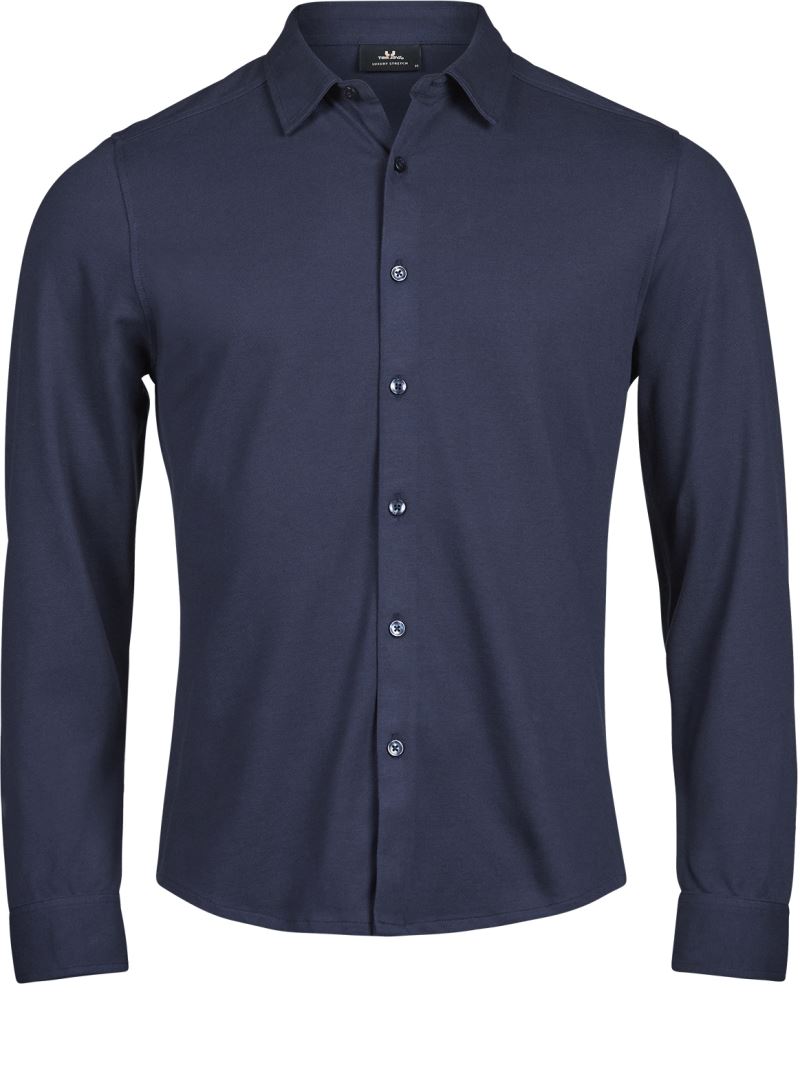 Unisex piqué Shirt z dolgimi rokavi "Luxury Stretch" TEE JAYS – Mornarsko modra