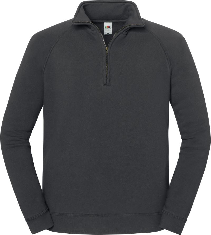 Unisex težji pulover z 1/4 zadrgo Fruit of the Loom – Svetlo grafitna