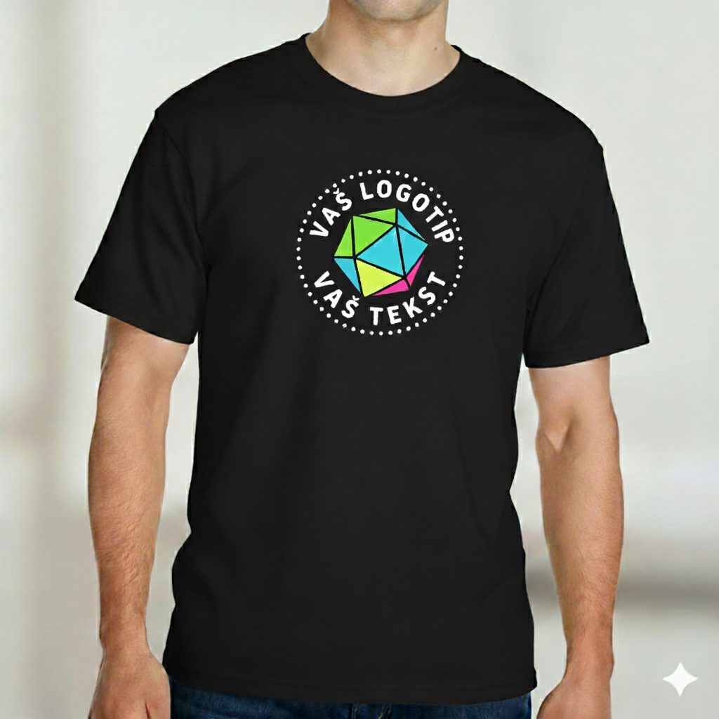 Ženska ali moška majica Fruit of the Loom z vašim logotipom, prikazana na sliki, primerna za promocijske namene.