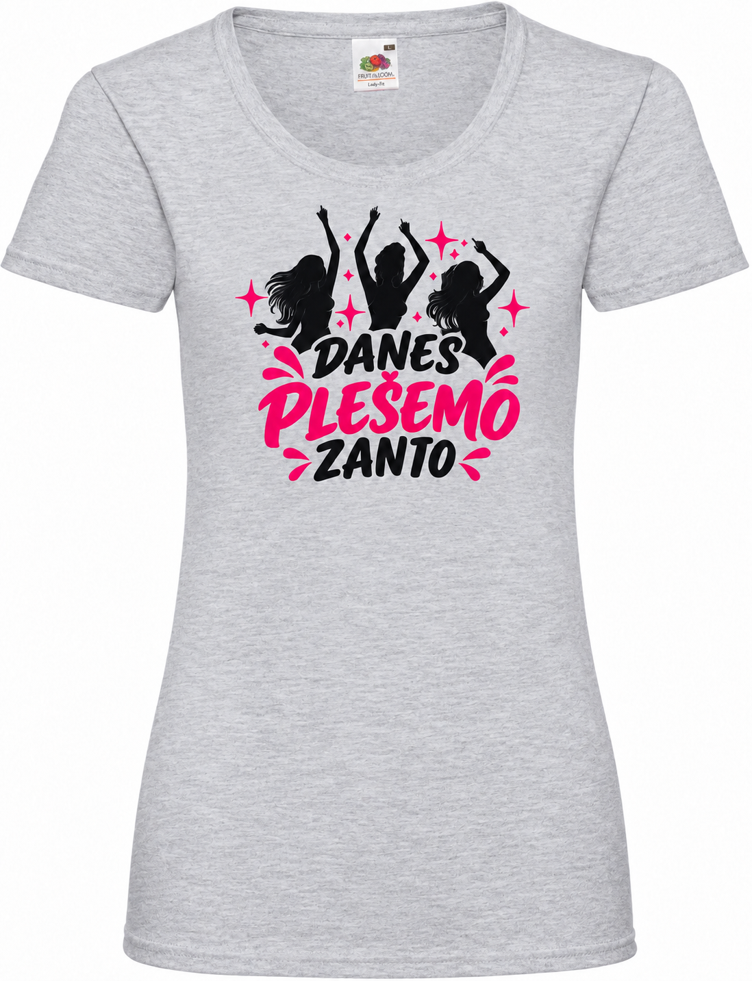 Ženska majica za dekliščino danes-plesemo-zanjo, melange siva osnovna Lady-Fit Valueweight