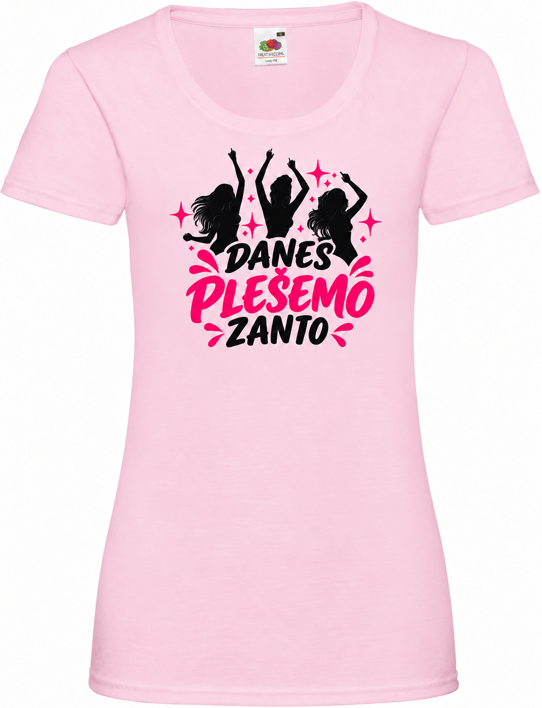 Ženska majica za dekliščino danes-plesemo-zanjo, svetlo rožnata osnovna Lady-Fit Valueweight