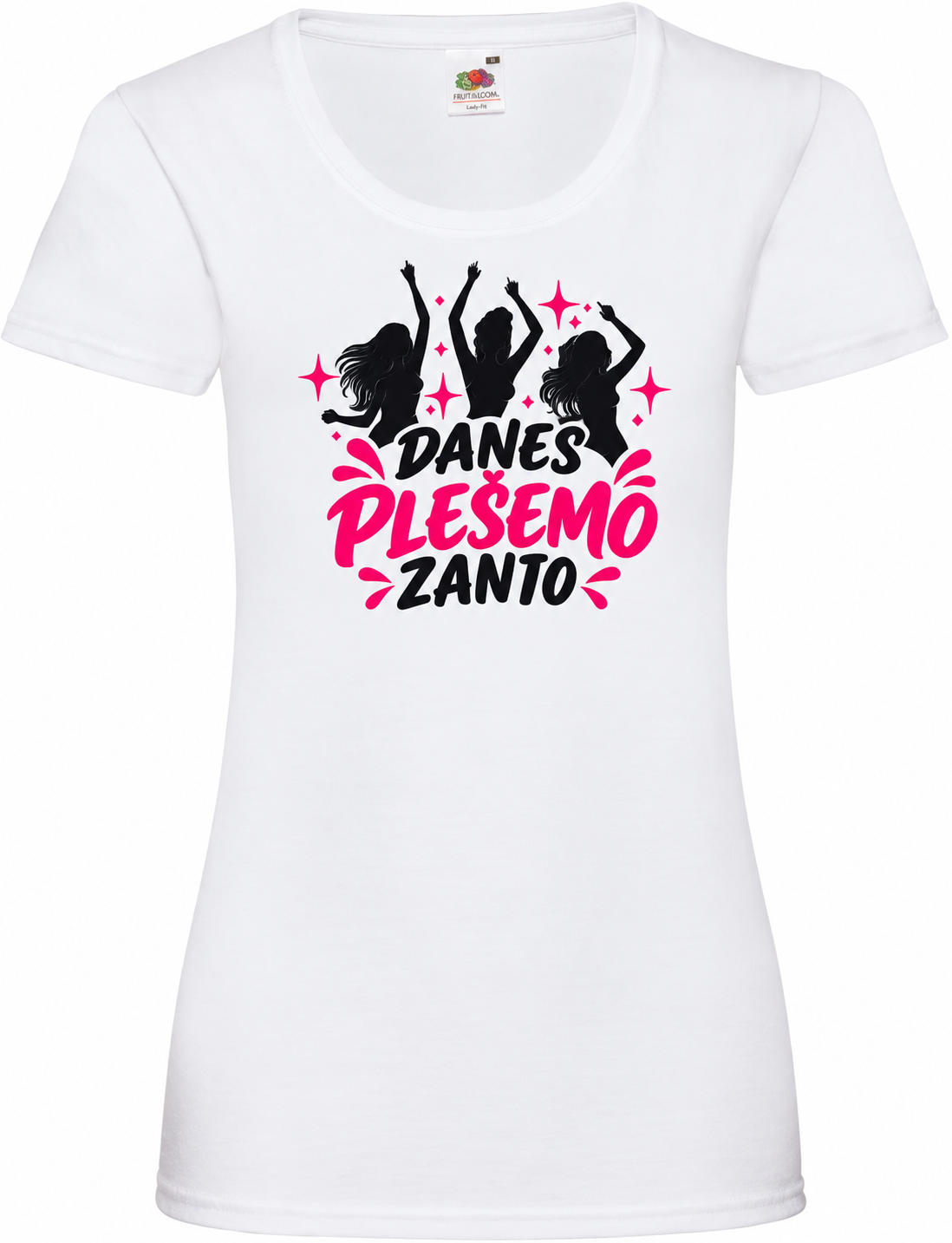 Ženska majica za dekliščino Danes plešemo zanjo, bela osnovna Lady-Fit Valueweight