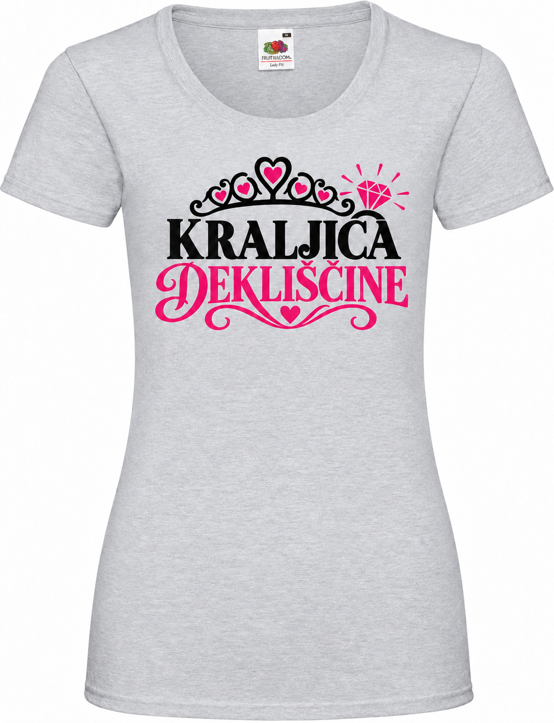 Ženska majica za dekliščino kraljica-dekliscine, melange siva osnovna Lady-Fit Valueweight