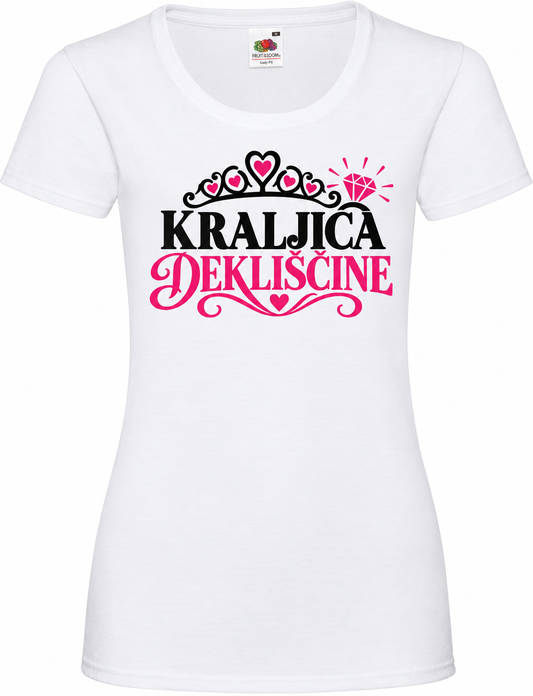 Ženska majica za dekliščino Kraljica dekliščine, bela osnovna Lady-Fit Valueweight