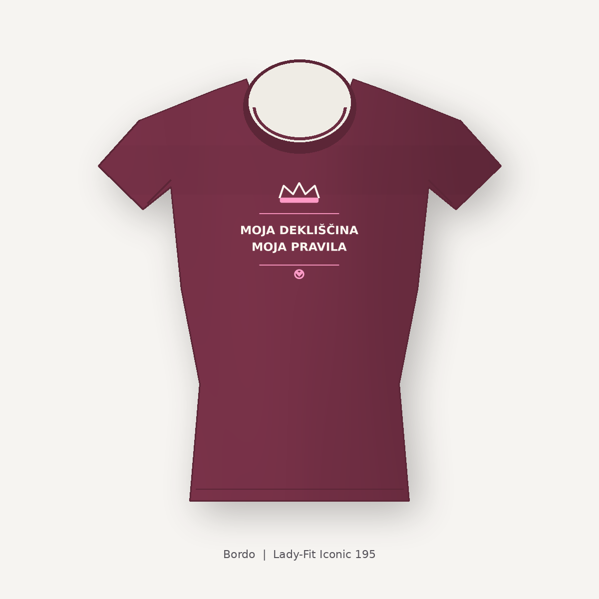 Ženska majica za dekliščino Moja dekliščina, moja pravila, bordo, Lady-Fit Iconic 195