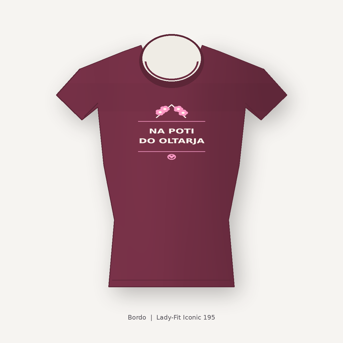 Ženska majica za dekliščino Na poti do oltarja, bordo, Lady-Fit Iconic 195