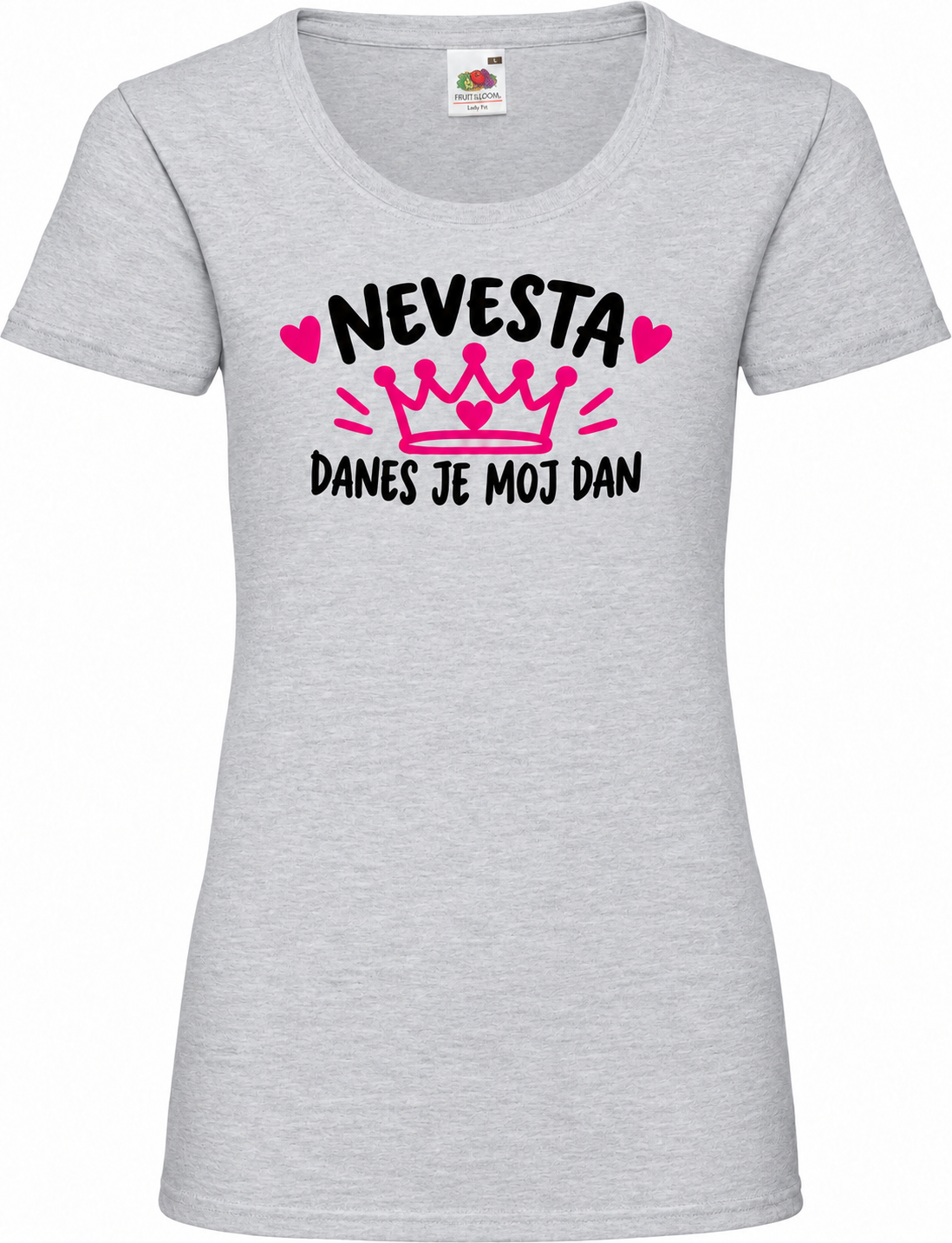 Ženska majica za dekliščino nevesta-danes-je-moj-dan, melange siva osnovna Lady-Fit Valueweight