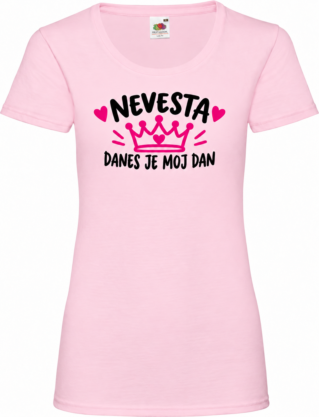 Ženska majica za dekliščino nevesta-danes-je-moj-dan, svetlo rožnata osnovna Lady-Fit Valueweight