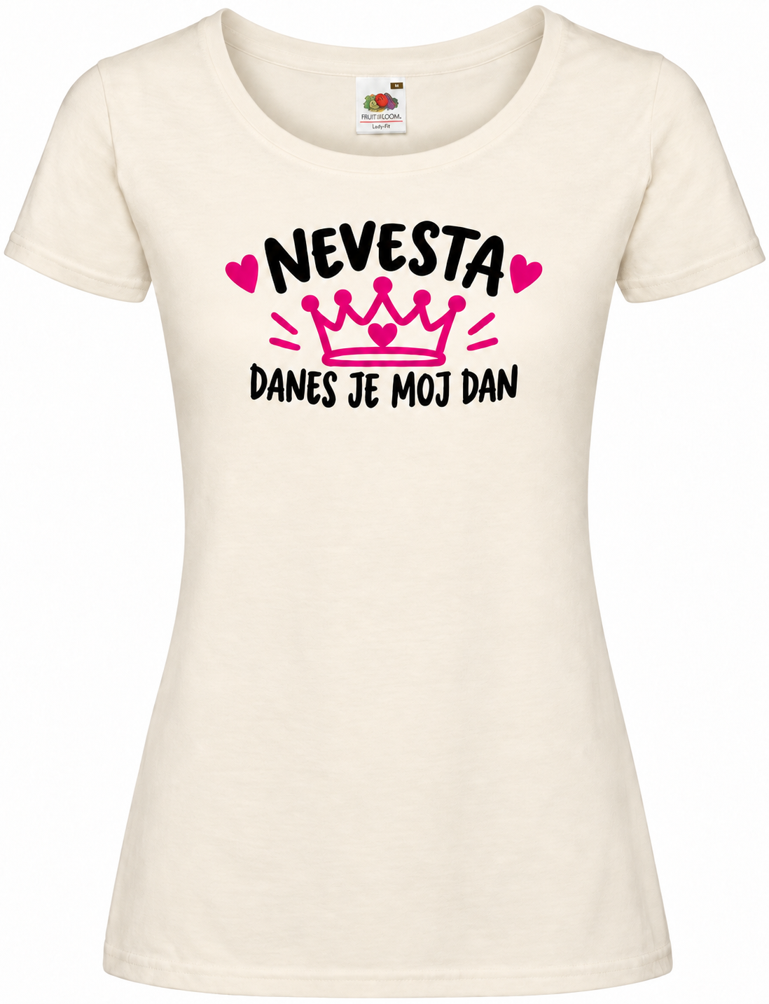 Ženska majica za dekliščino nevesta-danes-je-moj-dan, naravna premium Lady-Fit Iconic 195