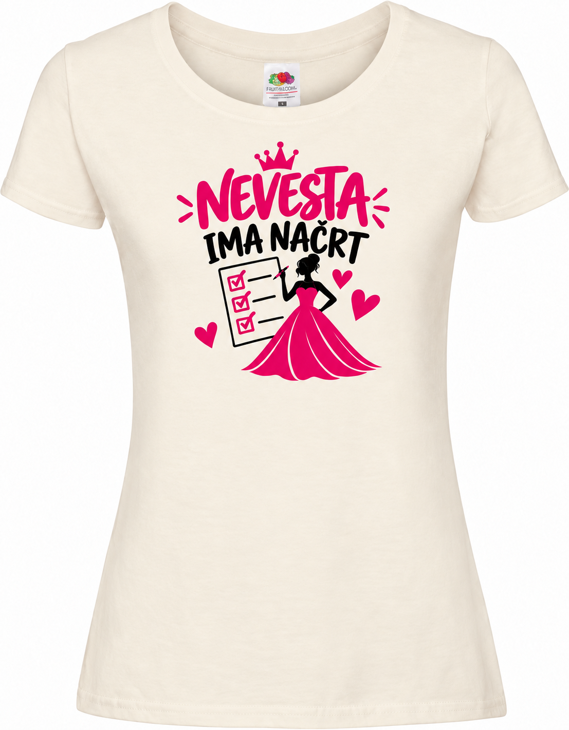 Ženska majica za dekliščino nevesta-ima-nacrt, naravna premium Lady-Fit Iconic 195