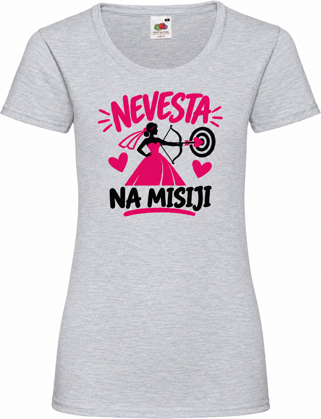 Ženska majica za dekliščino nevesta-na-misiji, melange siva osnovna Lady-Fit Valueweight