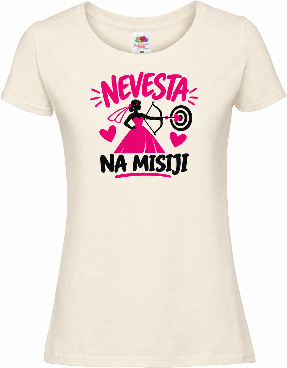 Ženska majica za dekliščino nevesta-na-misiji, naravna premium Lady-Fit Iconic 195