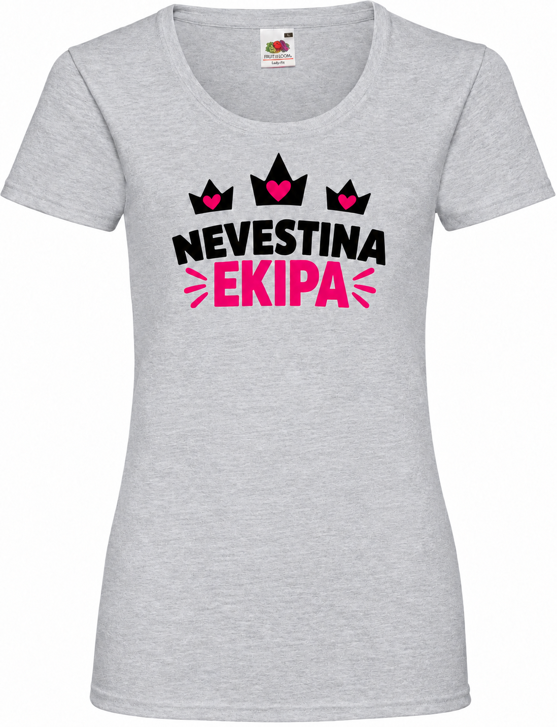 Ženska majica za dekliščino nevestina-ekipa, melange siva osnovna Lady-Fit Valueweight