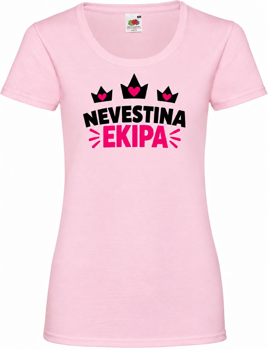 Ženska majica za dekliščino nevestina-ekipa, svetlo rožnata osnovna Lady-Fit Valueweight