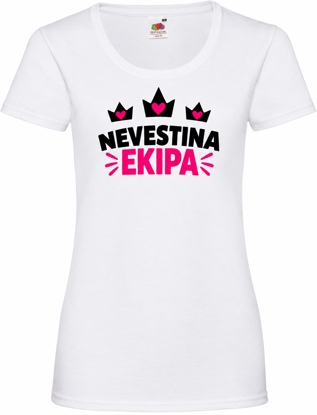 Ženska majica za dekliščino Nevestina ekipa, bela osnovna Lady-Fit Valueweight