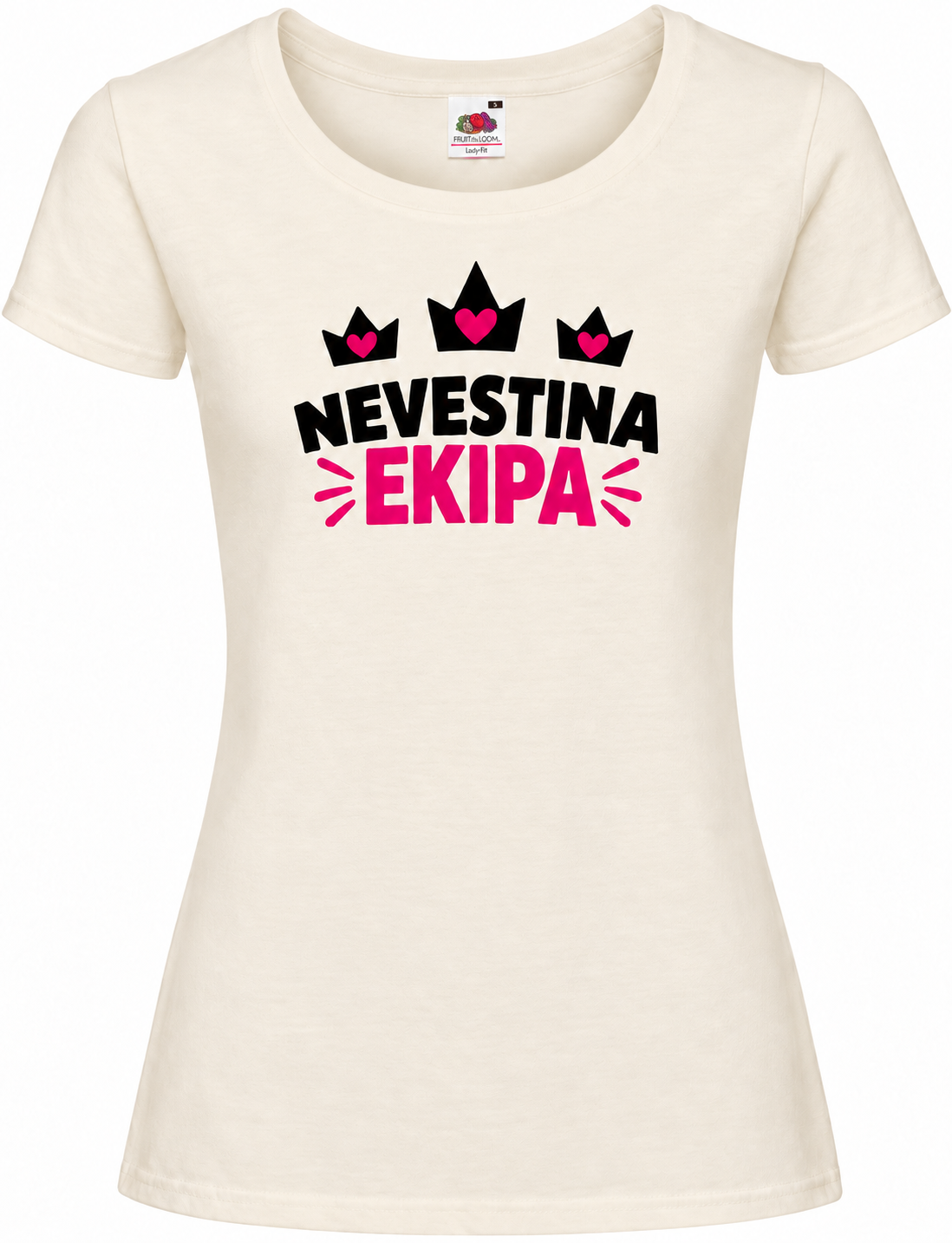 Ženska majica za dekliščino nevestina-ekipa, naravna premium Lady-Fit Iconic 195