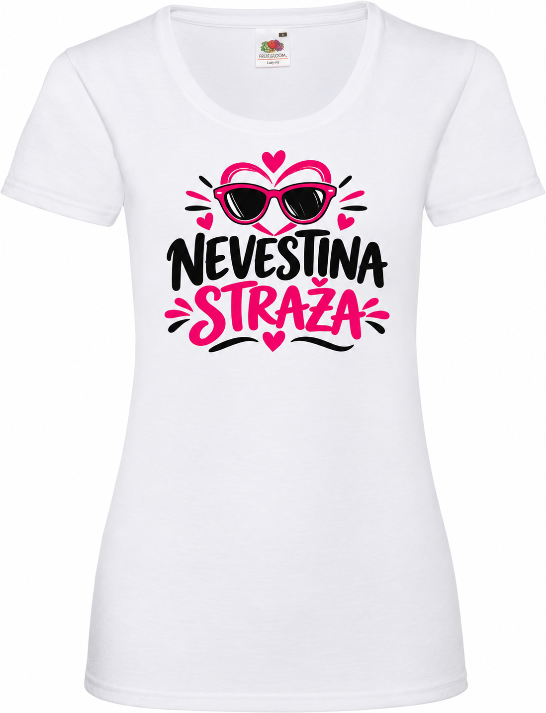 Ženska majica za dekliščino Nevestina straža, bela osnovna Lady-Fit Valueweight