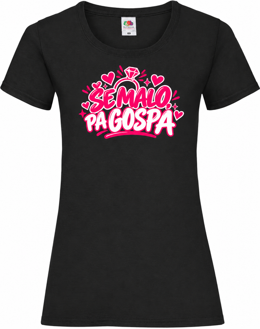 Ženska majica za dekliščino Še malo, pa gospa, Fruit of the Loom Lady-Fit, base-02