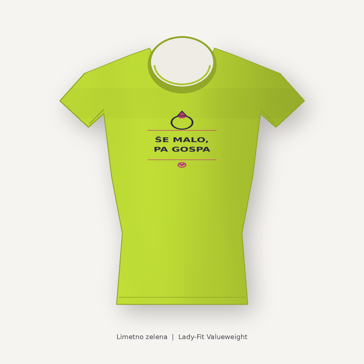 Ženska majica za dekliščino Še malo, pa gospa, limetno zelena, Lady-Fit Valueweight