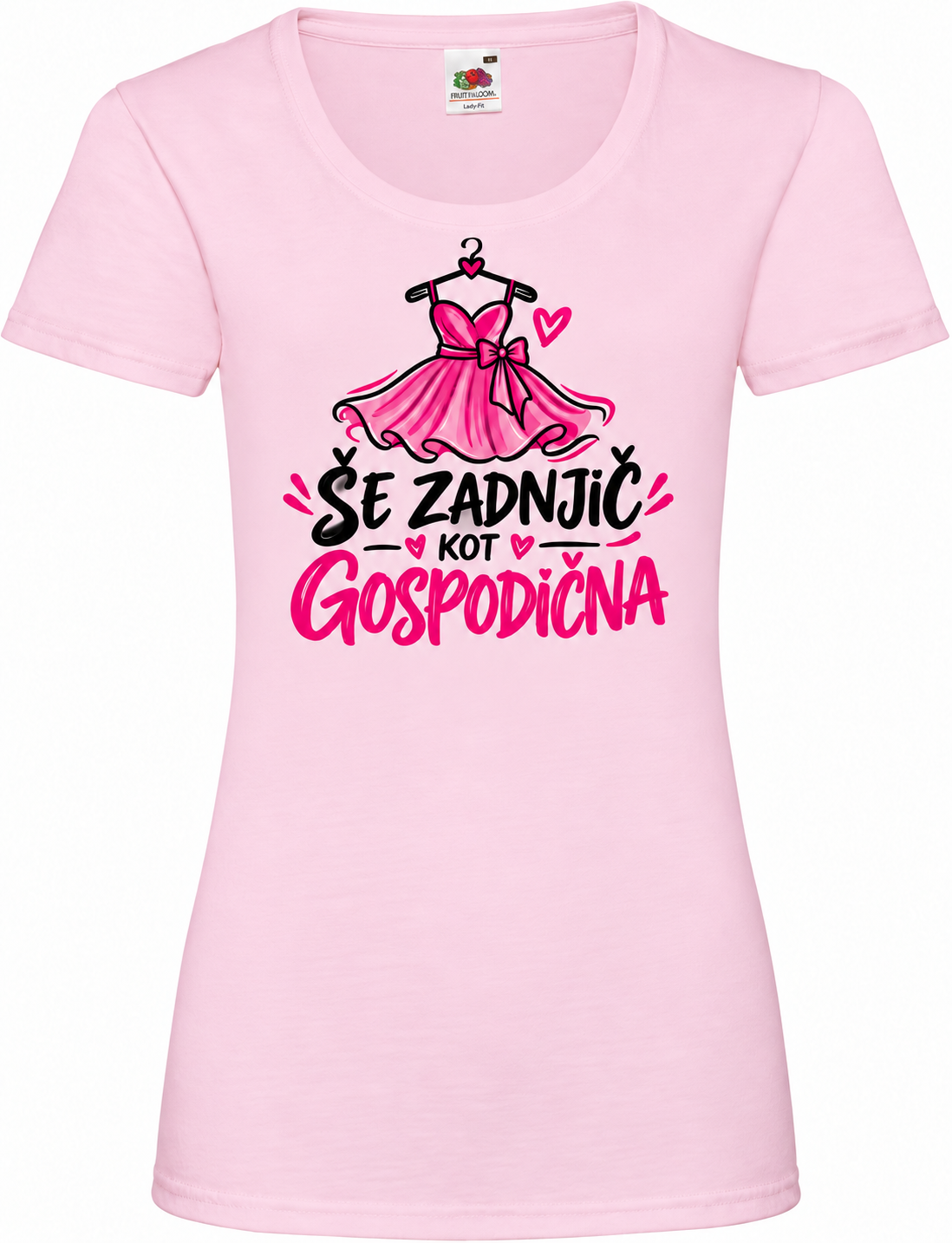 Ženska majica za dekliščino se-zadnjic-kot-gospodicna, svetlo rožnata osnovna Lady-Fit Valueweight