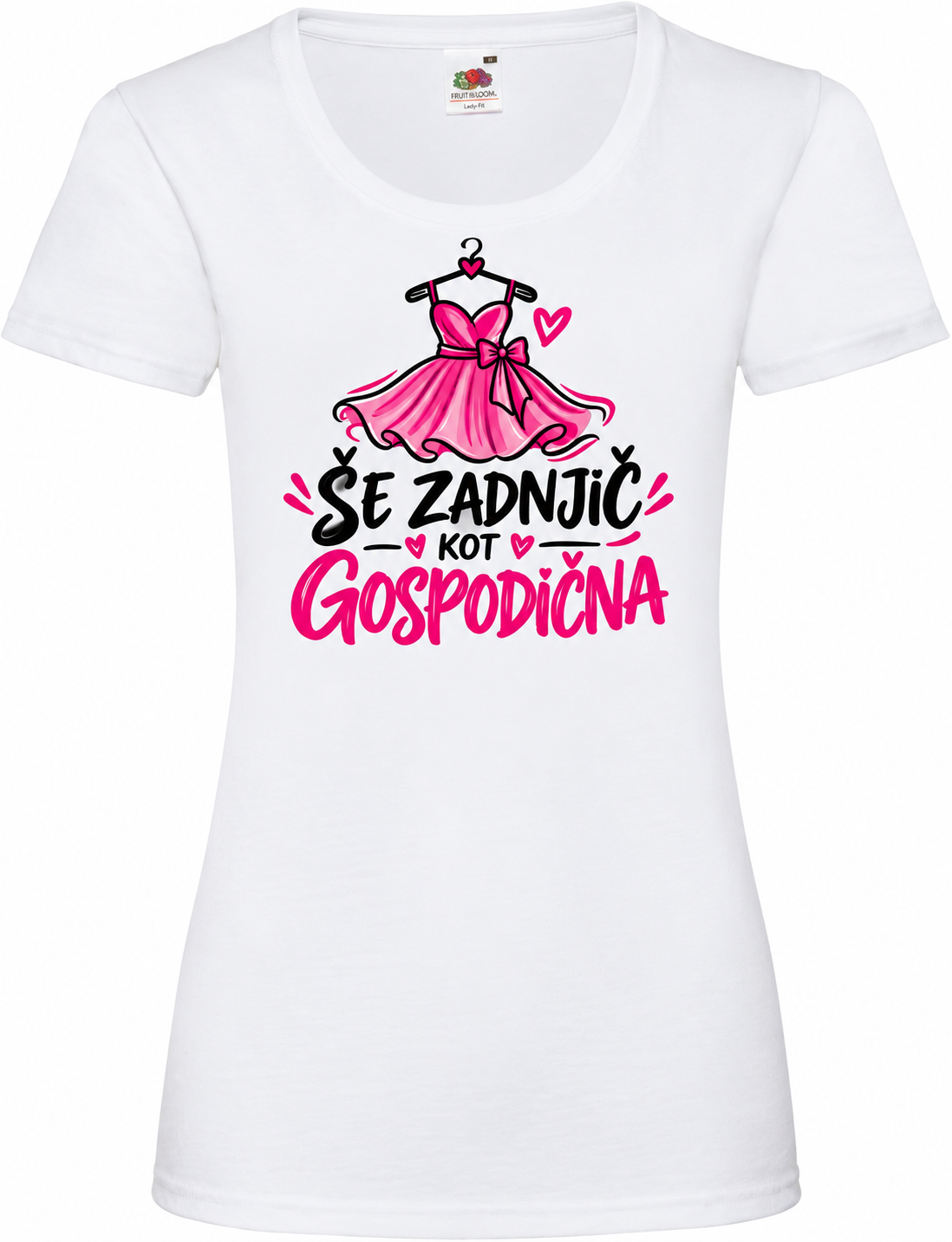 Ženska majica za dekliščino Še zadnjič kot gospodična, bela osnovna Lady-Fit Valueweight