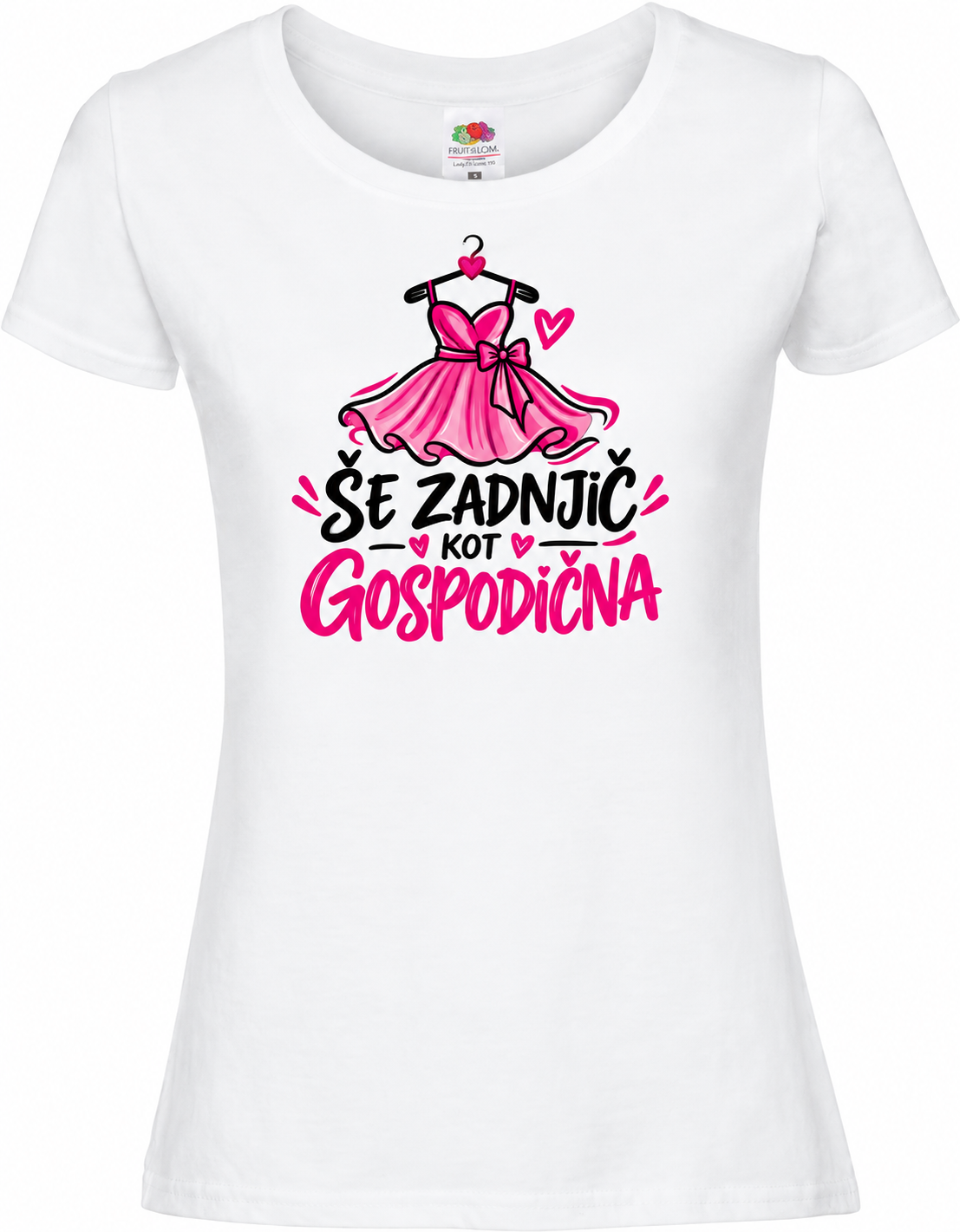 Ženska majica za dekliščino Še zadnjič kot gospodična, bela premium Lady-Fit Iconic 195