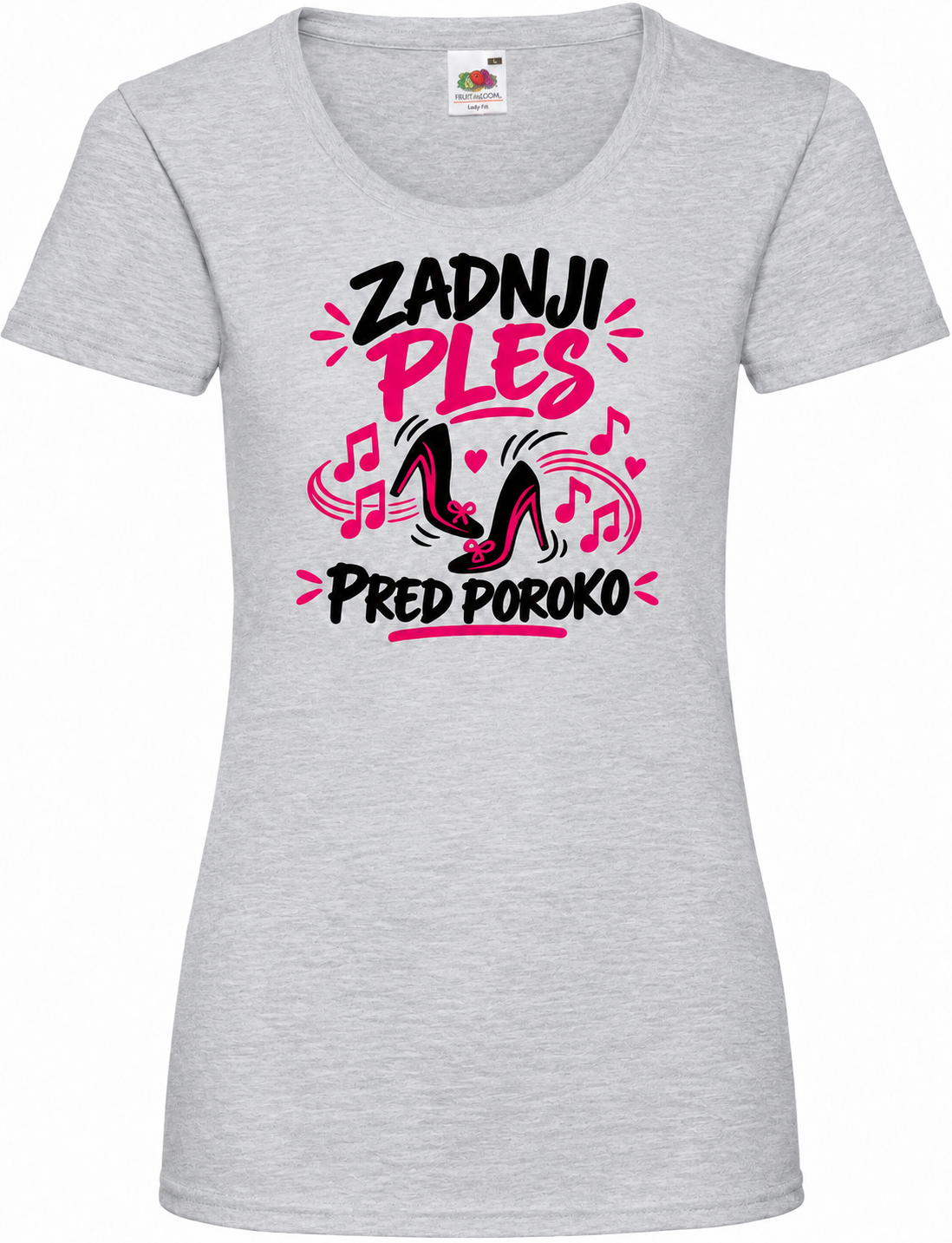 Ženska majica za dekliščino zadnji-ples-pred-poroko, melange siva osnovna Lady-Fit Valueweight