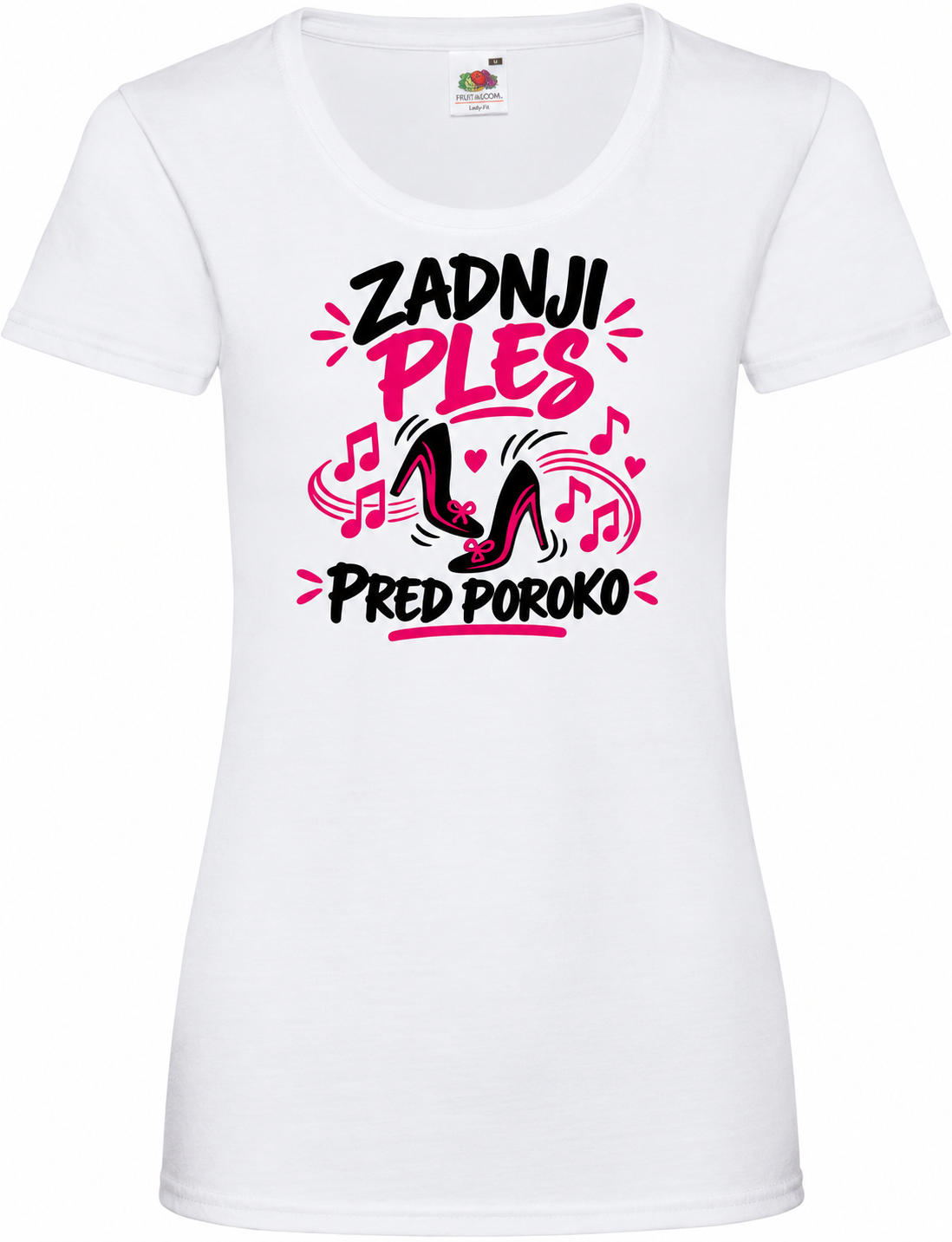 Ženska majica za dekliščino Zadnji ples pred poroko, bela osnovna Lady-Fit Valueweight