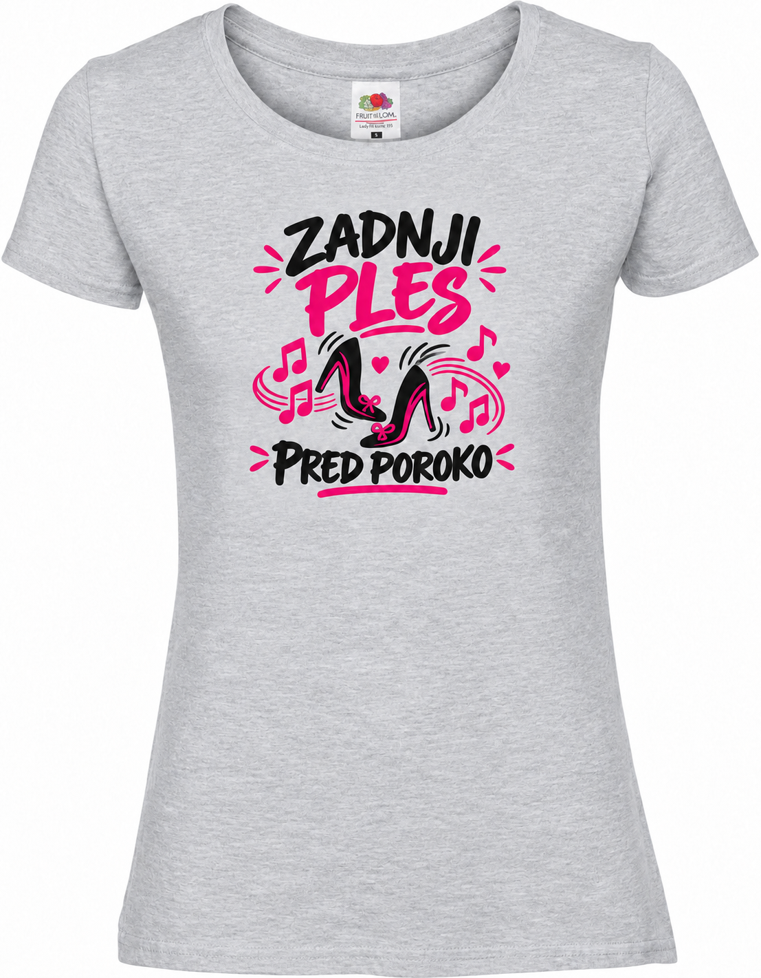 Ženska majica za dekliščino zadnji-ples-pred-poroko, melange siva premium Lady-Fit Iconic 195